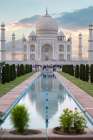 India, Uttar Pradesh, Agra. Taj Mahal, vertical view of Taj Mahal at sunset Art Print